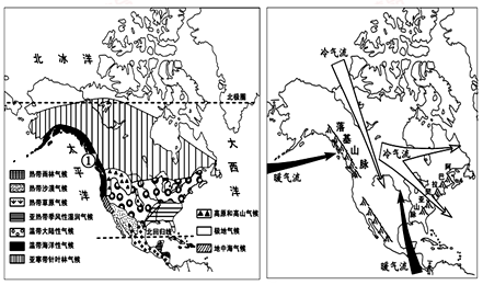 北美洲气候图手绘简图图片