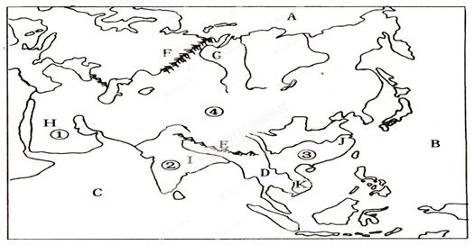 亚洲地形图 手绘作业图片