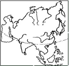 亚洲地形地势图手绘图片